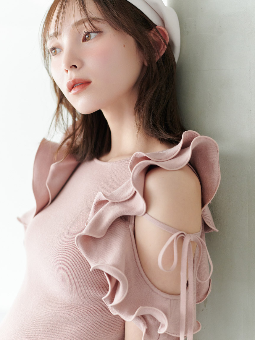 【ルミネ限定 ピンク】SNIDELSustainableフリルニットプルオーバー フリルニットプルオーバー(ニット)｜トップス｜SNIDEL(スナイデル)の
