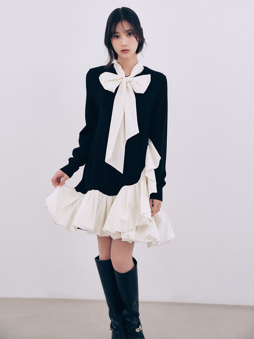 リボンタイペプラムチュニックワンピース(ニット)｜トップス｜SNIDEL